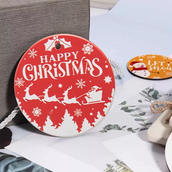 50PCS Sublimation Circle Christmas Decoration 3" Blank Ceramic Hanging (Round)