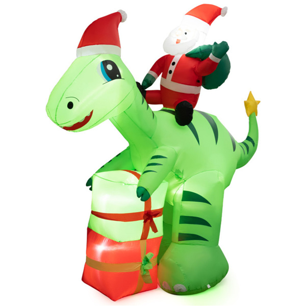 8 Feet Christmas Decoration Inflatable Santa Claus Dinosaur Decoration  ﻿