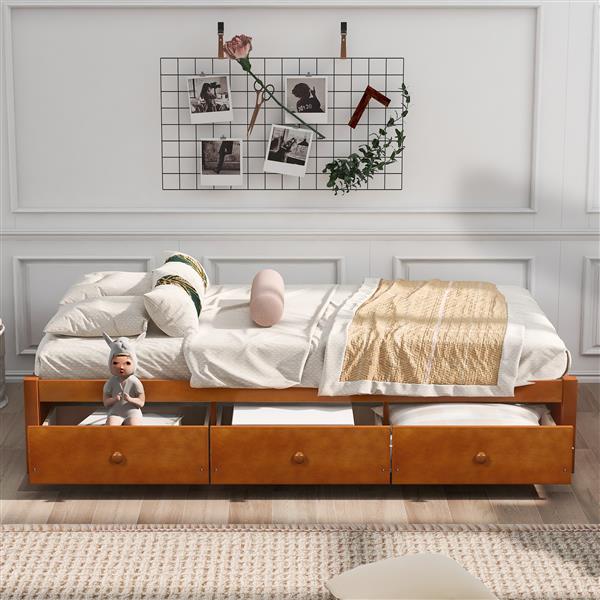 . Twin Size Platform Storage Bed with 3 Drawers