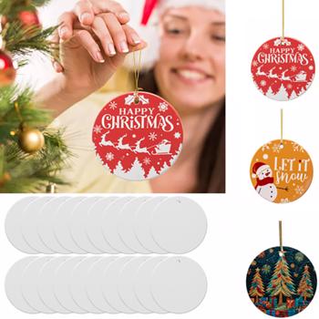 50PCS Sublimation Circle Christmas Decoration 3\\" Blank Ceramic Hanging (Round)