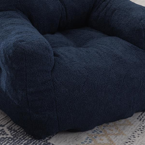 010-Soft Teddy Fabric Tufted Foam Bean Bag Chair With Teddy Fabric Dark Blue