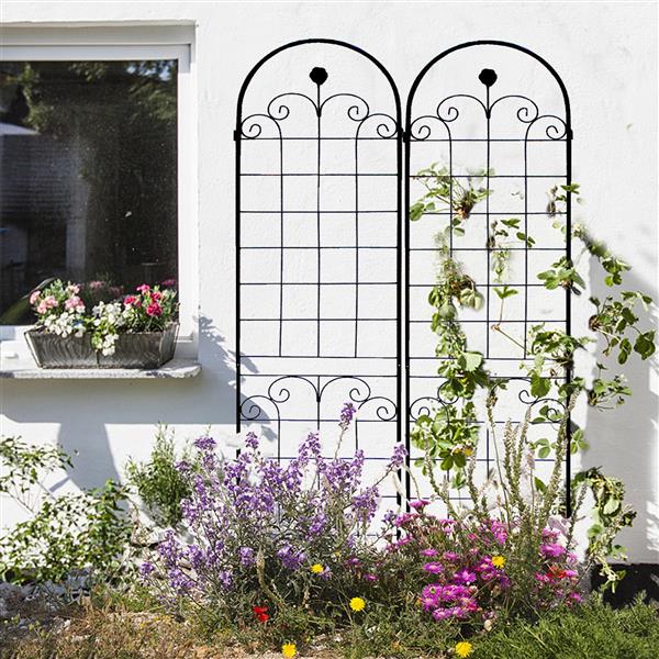 4 Pack Metal Garden Trellis for Climbing Plants Outdoor 86.7'' x 19.7'' Rustproof Plant Support Rose Trellis Netting Trellis Black