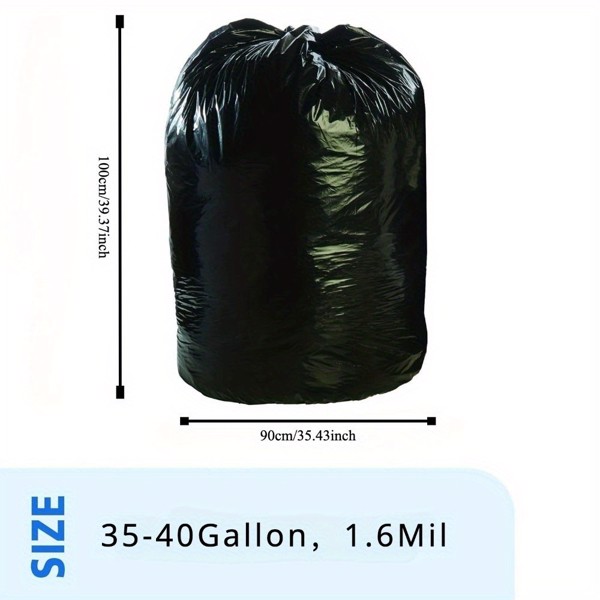 Plastics 35-40 Gallon Trash Bags (1.6 MIL - 80PCS) 35" x 39" - Large Heavy Duty Can Liners - Plastic Black Garbage Bags for Lawn, Leaf, Contractor, Yard  (10 pieces per roll, a total of 8 rolls)