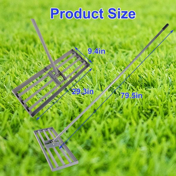 Garden backyard farmland golf course compost sand leveling with 79.5 long handle heavy duty tool lawn leveling rake 