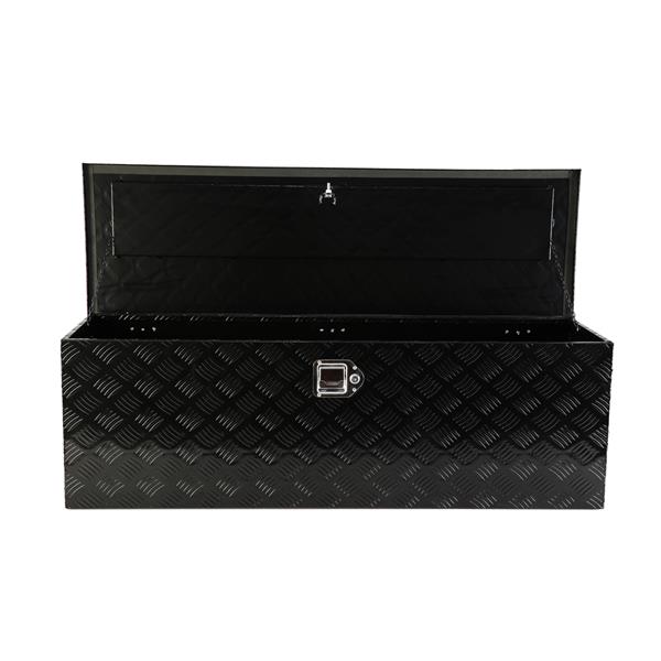 48 Inch Heavy Duty Aluminum Stripes Plated Tool long Box Pick Up Truck Bed RV Trailer Toolbox Storage Organizer, Waterproof Underbody Tool Box Storage with Lock and Key (48"×15.2"×15.2")