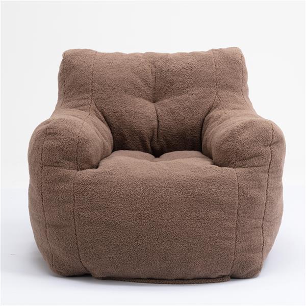 010-Soft Teddy Fabric Tufted Foam Bean Bag Chair With Teddy Fabric Coffee