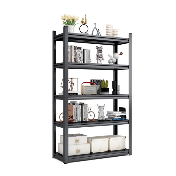 72"H  5 Tier Metal Shelves for Storage Garage Shelving 2000LBS Heavy Duty Storage Shelves Adjustable Garage Shelf Industrial Shelving Unit Storage Utility Rack,47.2"W*23.6"D*72"H,Black