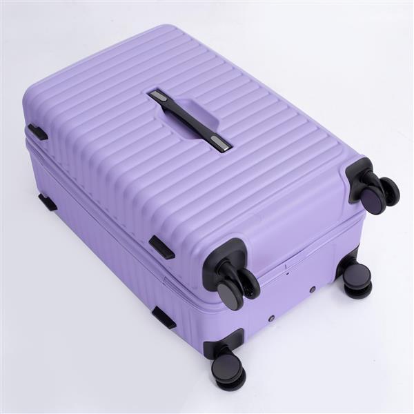 3 Piece Luggage Sets PC+ABS Lightweight Suitcase with Two Hooks, 360° Double Spinner Wheels, TSA Lock, (21/25/29) Light Purple