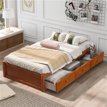 . Twin Size Platform Storage Bed with 3 Drawers