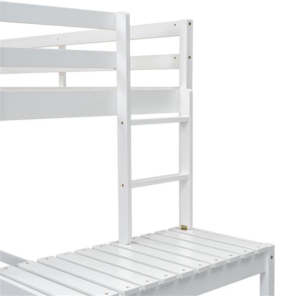 Twin High Loft Bed with Ladder landing Platform, Ladders, Guardrails,White