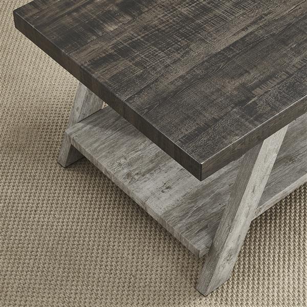 Athens Contemporary Two-Tone Wood Shelf End Table in Weathered Walnut and Gray