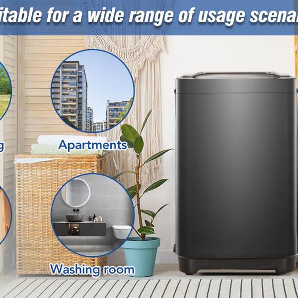 Portable home automatic washer, Maximum 2.0 Cu.ft. of laundry, 8 water levels/10 programs for apartments, college dorms, RVs, camping and other places where space is limited