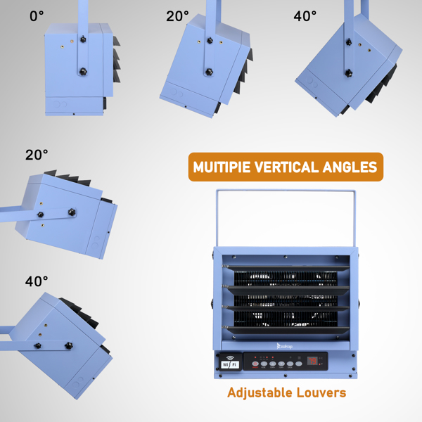 ZOKOP WiFi Smart Electric Garage Heater, 6000W Ceiling Mount Space Heater, 240-Volt Hard-Wired Heater Fan-Forced Shop Heater with Digital Thermostat, 12H Timer, Remote Control, Blue