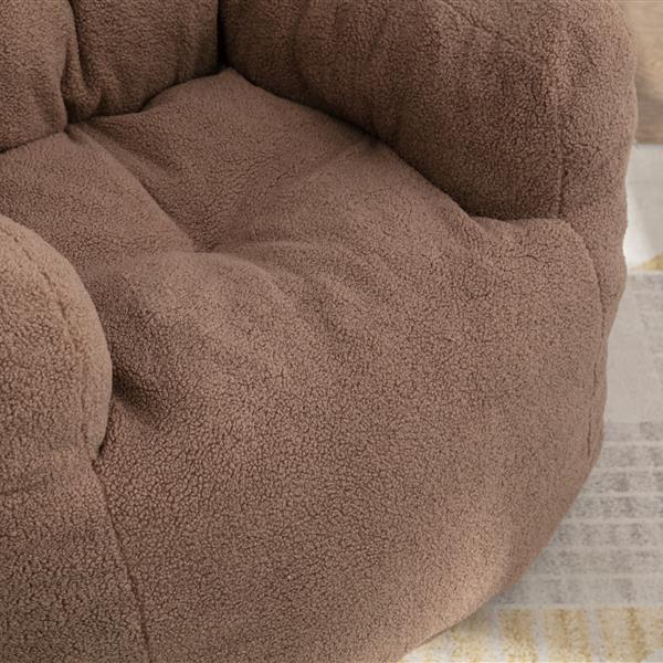 010-Soft Teddy Fabric Tufted Foam Bean Bag Chair With Teddy Fabric Coffee