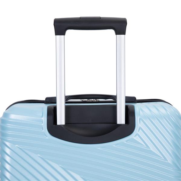 3 Piece Luggage Sets PC+ABS Lightweight Suitcase with Two Hooks, Spinner Wheels, (20/24/28) Aqua Blue