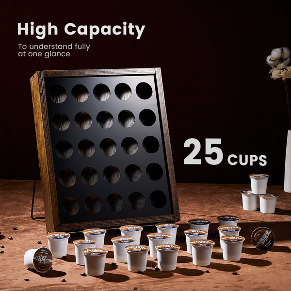 K Cup Holder, Kcup Coffee Pods Holder,  Wooden K Cup Holders Holds 25 Pods, K Cup Storage Rack Made of Wood and Acrylic, for Coffee Bar Accessories Decor and Home