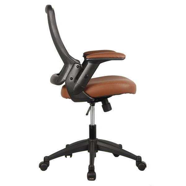 Mid-Back Mesh Task Office Chair with Height Adjustable Arms, Brown