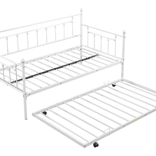 Metal Twin Daybed with Trundle/ Heavy-duty Sturdy Metal/ Noise Reduced/ Trundle for Flexible Space/ Vintage Style/ No Box Spring Needed