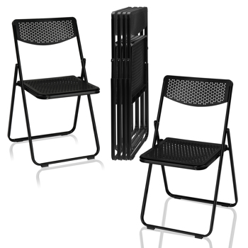 6 Pack Plastic Folding Chairs, Lightweight Stackable Commercial Chairs, Portable Event Seats Indoor Outdoor for Home Event Party Picnic School Wedding, Black