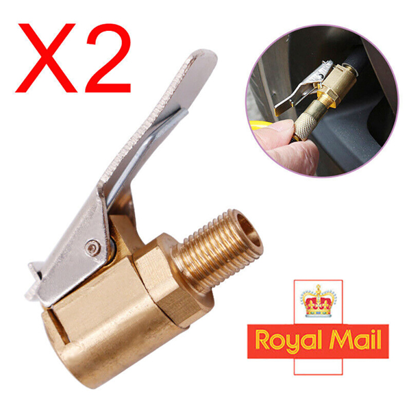 2PCS Brass 8mm Car Tyre Inflator Valve Connector Air Chuck Tire Clip Lock-on NEW