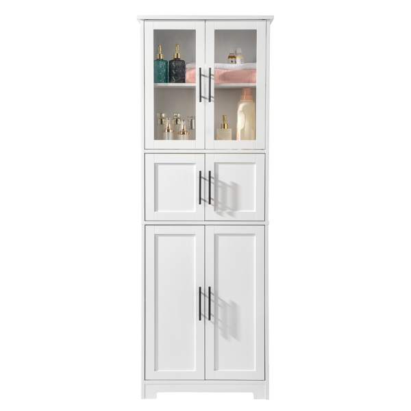 [] Storage Bathroom Cabinet, 6-Door Bathroom High Cabinet, white