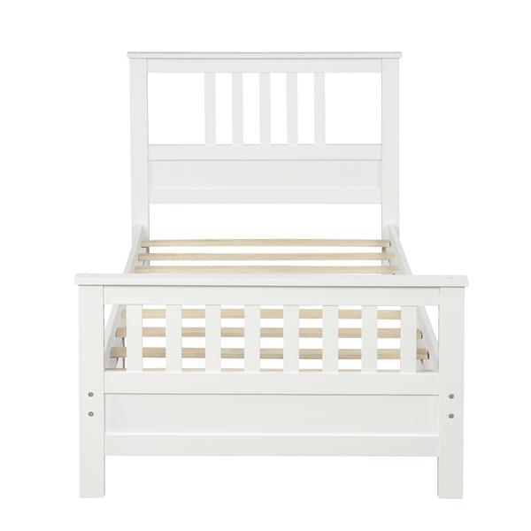 Wood Platform Bed with Headboard and Footboard, Twin (White)