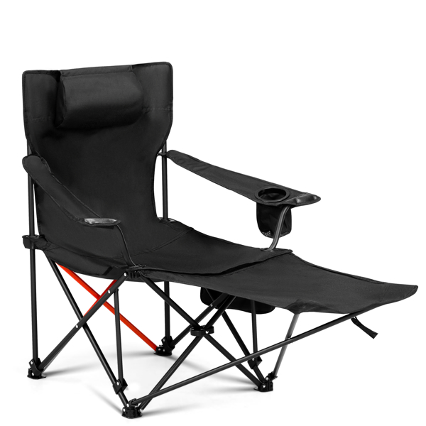 2 Pack 2-in-1 Camping Chair Reclining, Lightweight Folding Camping Chair with Adjustable Backrest & Removable Footrest, Camping Lounge Chair with Headrest, Cup Holder, Storage Bag, for Beach Lawn Conc