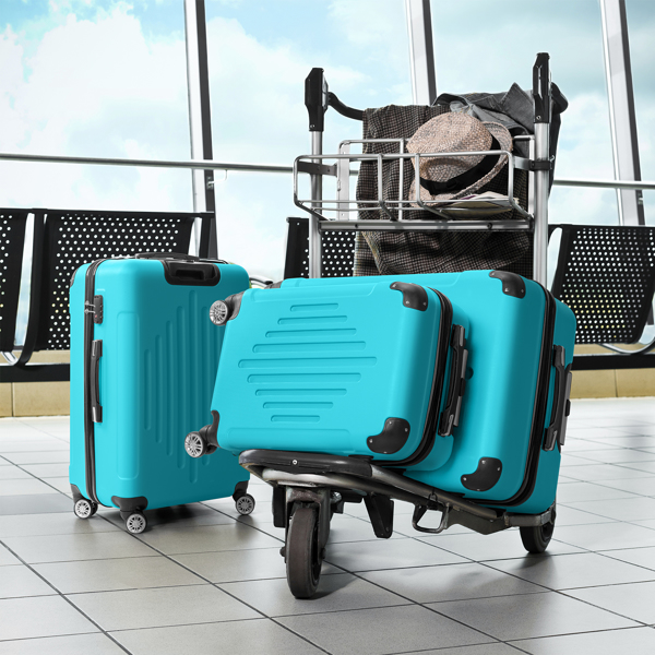 FCH 3-in-1 trolley case with 2 corners and diamond stripes - Sea Salt Blue