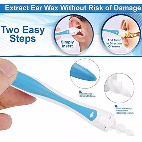 Ear Wax Removal Tool Smart Spiral Swab Earwax Remover Ear Wax Cleaning Spiral Heads Ear Wax Remover Kit with 16 Pcs Replacement Heads Soft Safe Silicone(Amazon prohibits sales)(Ebay prohibits sales)