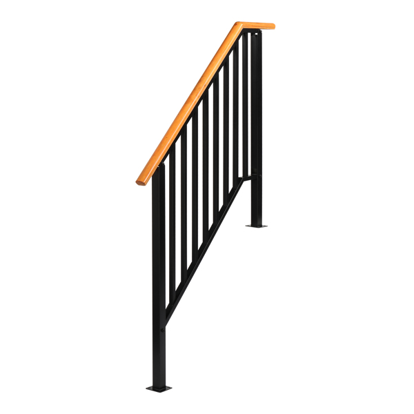  Matte Black Outdoor 3 Level Iron Handrail