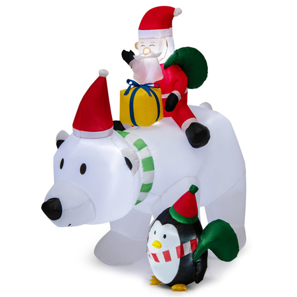 7 Feet Inflatable Santa Claus Riding Bear Inflatable Decoration