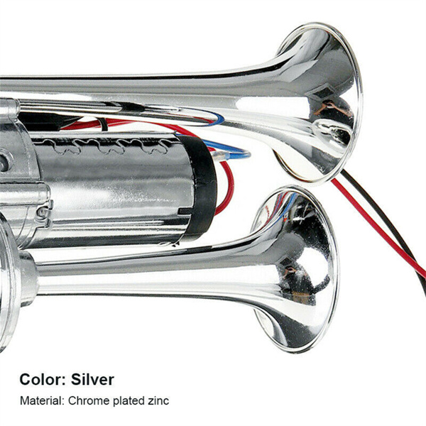 Car Horn with Relay, Electric Horn Supply, Dual Tube Metal Connected Electric Pump Horn