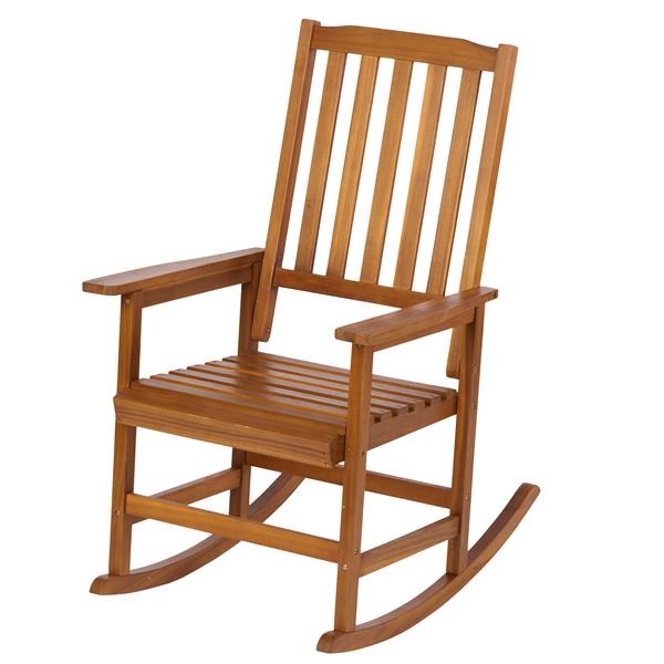 Acacia Indoor Rocking Chair, Outdoor Solid Wood Patio Furniture New Style Light Brown