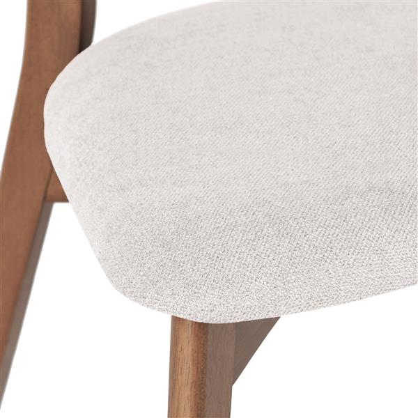 Mid-Century Walnut Finished Frame Upholstered Dining Chairs (Set of 2) (Light Beige)