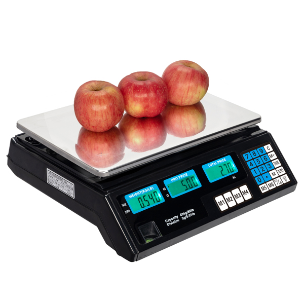 【Old code:17568532】ACS-30 40kg/5g Digital Price Computing Scale for Vegetable UK Plug Silver & Black