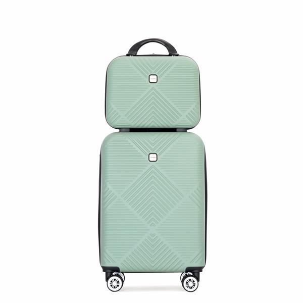 2Piece Luggage Sets ABS Lightweight Suitcase , Spinner Wheels,  (20/14) OLIVE GREEN