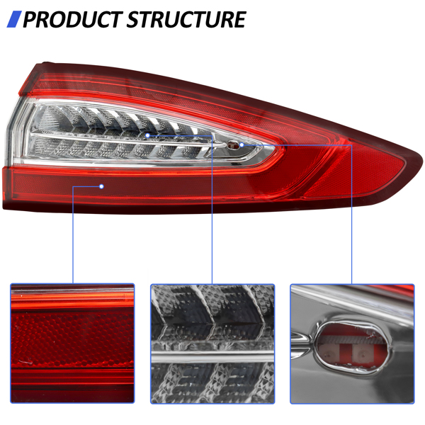 LED Tail Light Fit For 2013 2014 2015 2016 Ford Fusion S SE, Outer Rear Brake lamp,Driver and Passenger Side, Bulbs Not Included(Pair of Tailight Assembly)