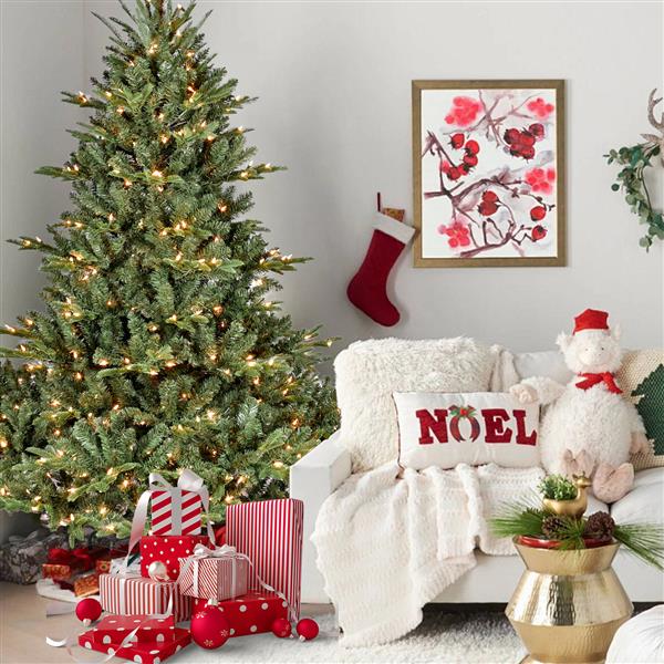 8FT Christmas Tree Simulate Nature Advanced Materials Premium Hinged Spruce Artificial Douglas Firs Tree, Christmas Holiday Party Atmosphere Decoration New Year Celebration PE + PVC Xmas Tree