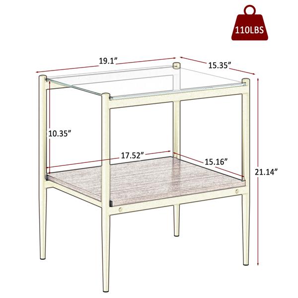 Coffee Table and End tables Set of 3, Tempered Glass Table with MDF layer, Modern Tables for Living Room , Transparent Glass