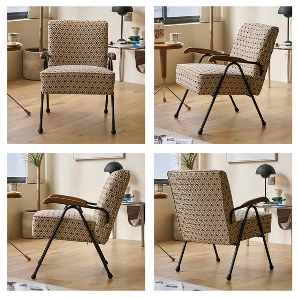 Pattern Colorful Fabric Armchair, Modern Accent Chair High Back, Living Room Chairs with Metal Legs and Soft Padded, Sofa Chairs for Home Office,Bedroom,Dining Room