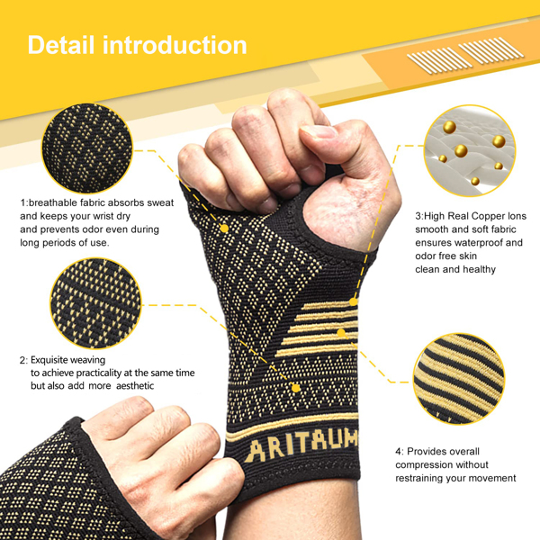 COPPER  palm protection gloves, weight lifting gloves, with wrist protection, full palm protection, suitable for gym training, fitness, weight lifting, exercise