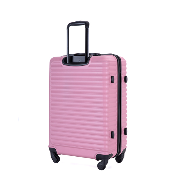 3 Piece Luggage Sets ABS Lightweight Suitcase with Two Hooks, Spinner Wheels, TSA Lock, (20/24/28) PINK