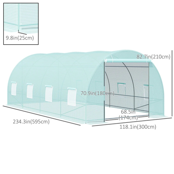 Walk-in Greenhouse 20x10x7ft Garden conservatory