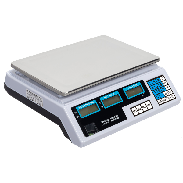 【Old code:42353336】ACS-30 40kg/5g Digital Price Computing Scale for Vegetable UK Plug Silver & White