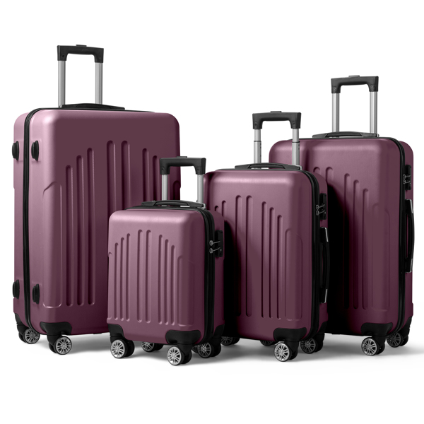  Curved Vertical Stripes 4-in-1 Trolley Case - Violet