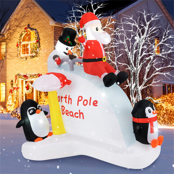 6 Feet Penguins and Santa Decoration