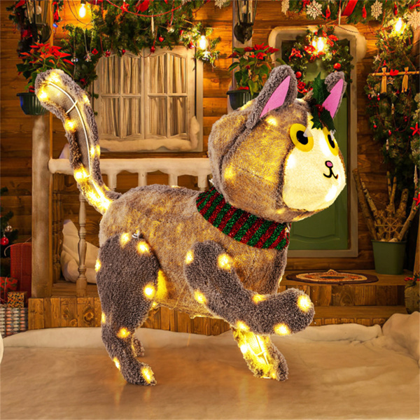 Holiday decoration 3D cute cat with LED lights