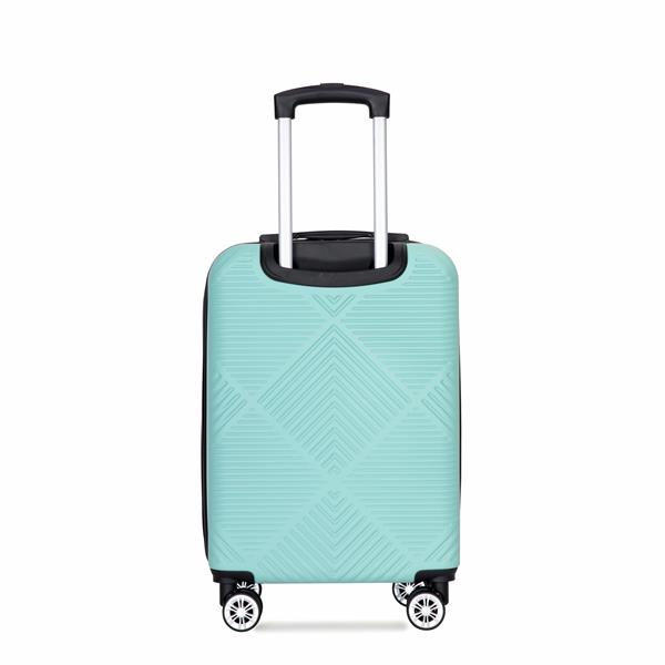 4-piece ABS lightweight suitcase, 14 inch makeup box, aircraft wheels (14/20/24/28) LIGHT BLUE