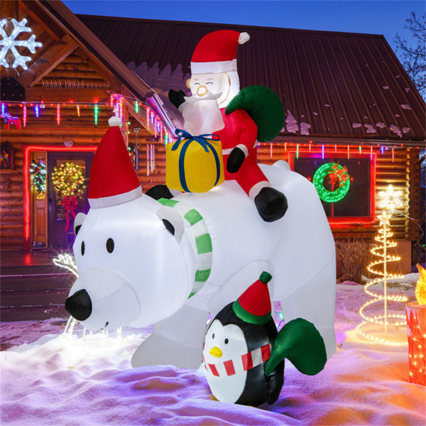 7 Feet Inflatable Santa Claus Riding Bear Inflatable Decoration