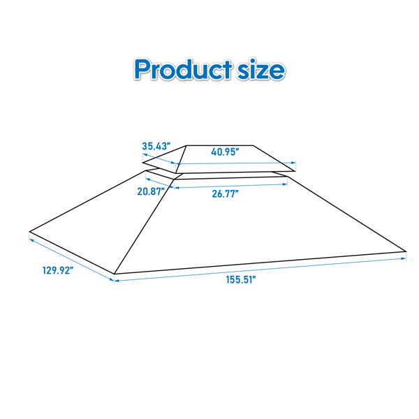 13x10 Ft Patio Double Roof Gazebo Replacement Canopy Top Fabric,Brown [Sale to Temu is Banned.Weekend can not be shipped, order with caution]